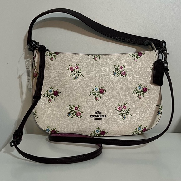 NWT Coach Chelsea Crossbody Bag - Chalk White with Floral Print - Picture 2 of 12